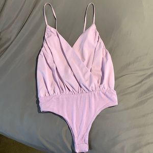 Lilac low cut tank top bodysuit